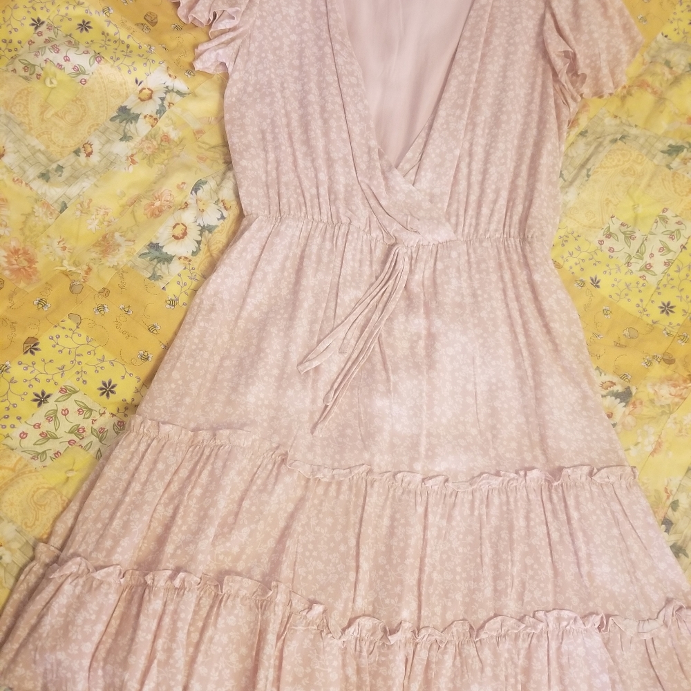 Pink rose wrap dress